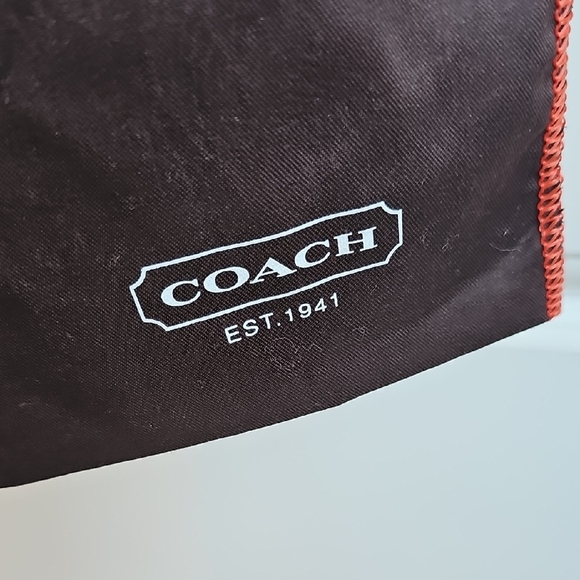 Coach Dustbag Dark Brown Drawstring With Orange Trim - Picture 2 of 2